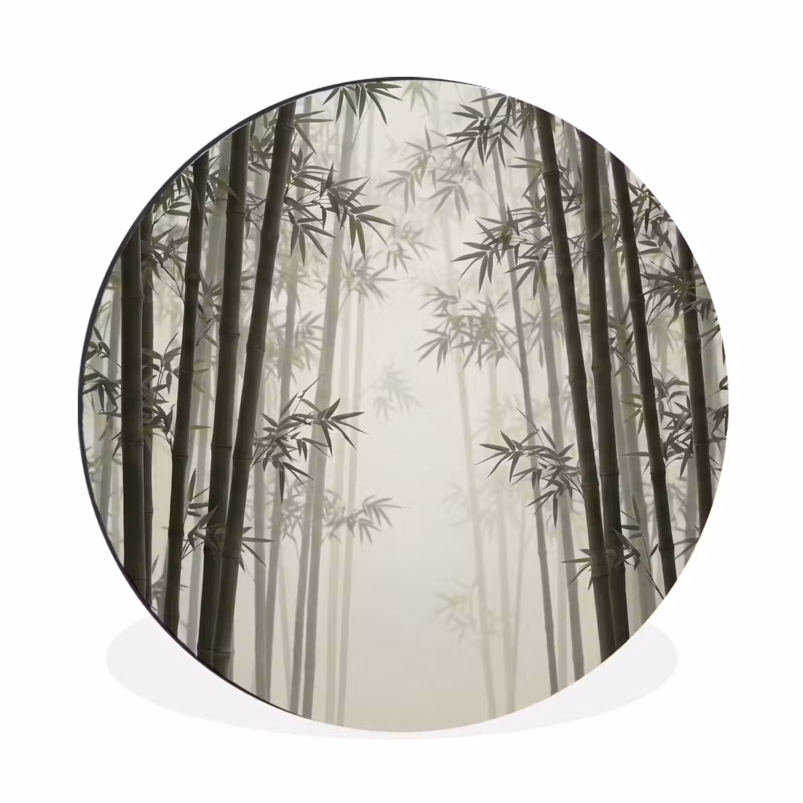 Wandcirkel - Aluminium - Bamboe - Bos - Mist - Natuur — 1