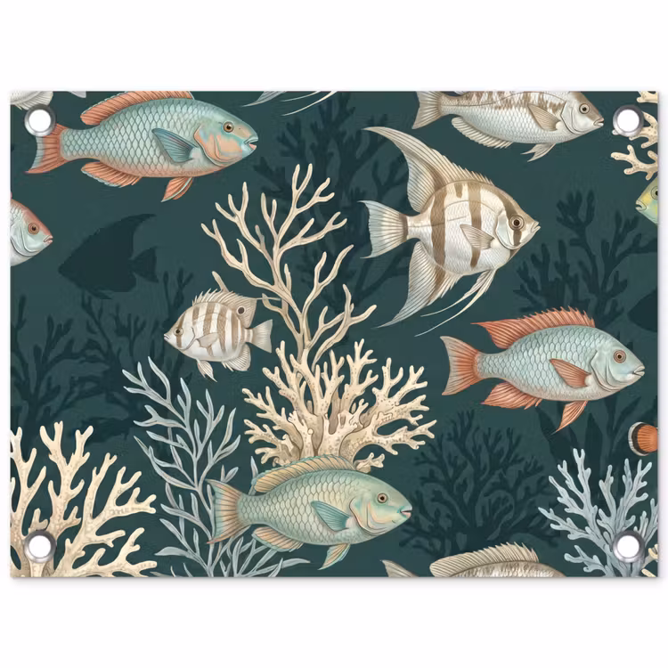 Tuinposter - Vis - Koraal - Onderwater - Illustratie — 1