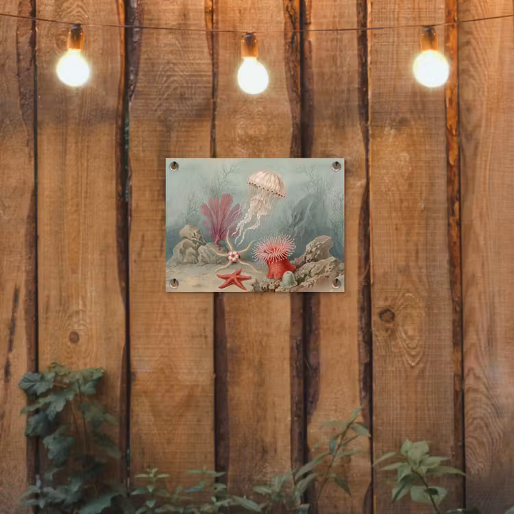 Tuinposter - Zeeleven - Kwal - Onderwater - Illustratie - Beige — 2