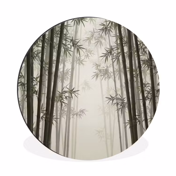 Wandcirkel - Aluminium - Bamboe - Bos - Mist - Natuur — 1