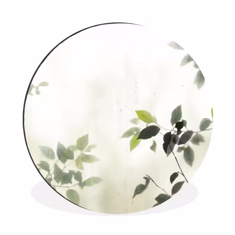 Wandcirkel - Aluminium - Blad - Schaduw - Natuur - Abstract - Groen — 1