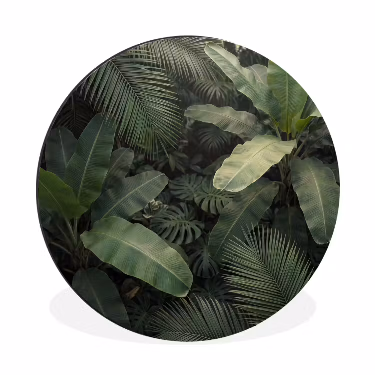 Wandcirkel - Aluminium - Bladeren - Groen - Tropisch - Natuur — 1