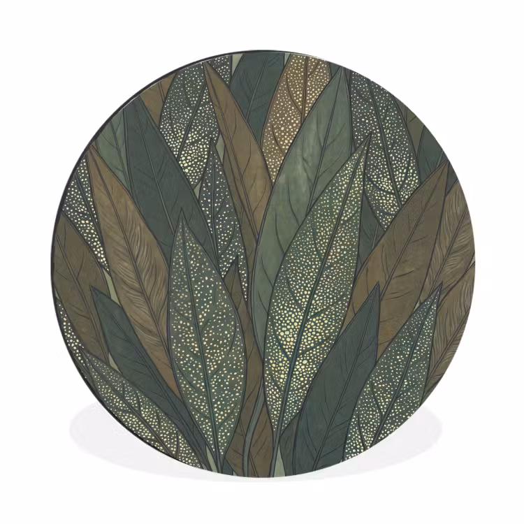 Wandcirkel - Aluminium - Bladeren - Patroon - Gestippeld - Natuur - Groen — 1