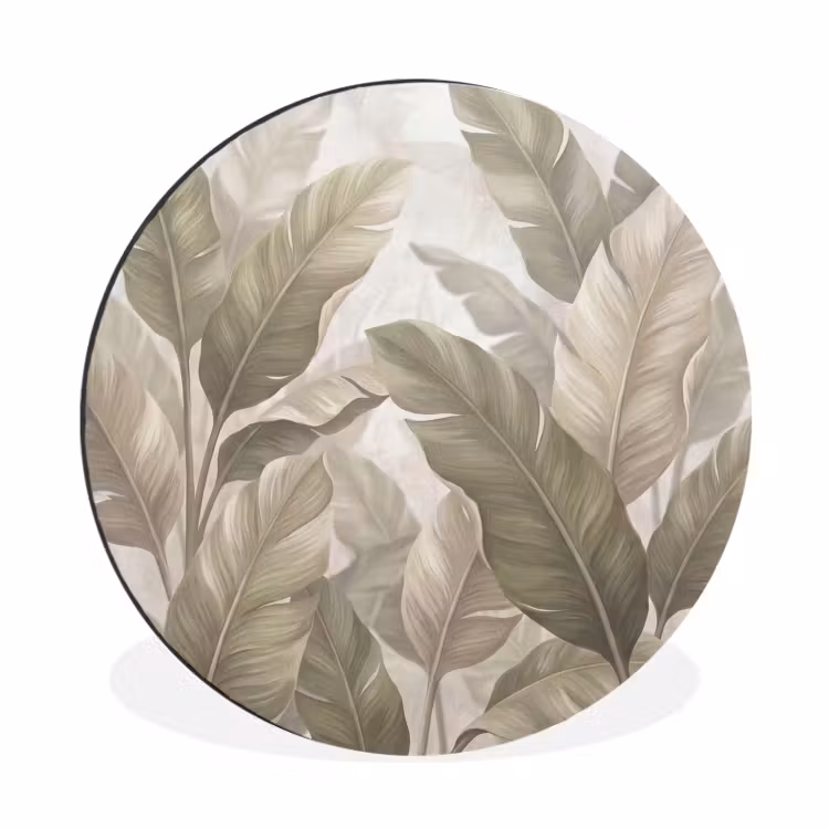Wandcirkel - Aluminium - Bladeren - Tropisch - Natuur - Abstract - Beige — 1