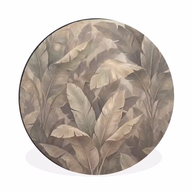 Wandcirkel - Aluminium - Bladeren - Tropisch - Natuur - Modern - Beige — 1