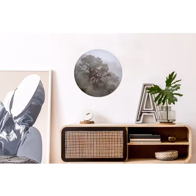 Wandcirkel - Aluminium - Boom - Mistig - Bos - Groen - Natuur — 3