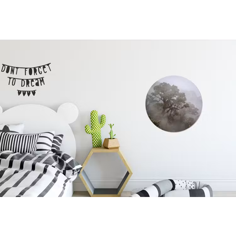 Wandcirkel - Aluminium - Boom - Mistig - Bos - Groen - Natuur — 5