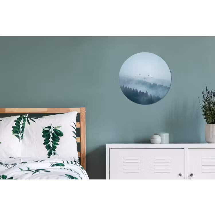 Wandcirkel - Aluminium - Bos - Mist - Vogels - Natuur - Groen — 4