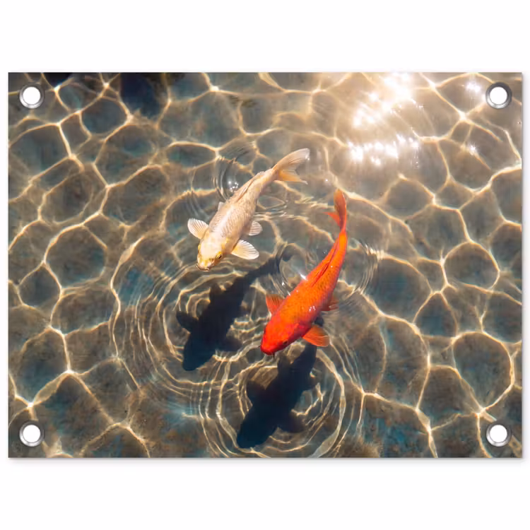 Tuinposter - Vis - Water - Dieren - Oranje - Goud — 1