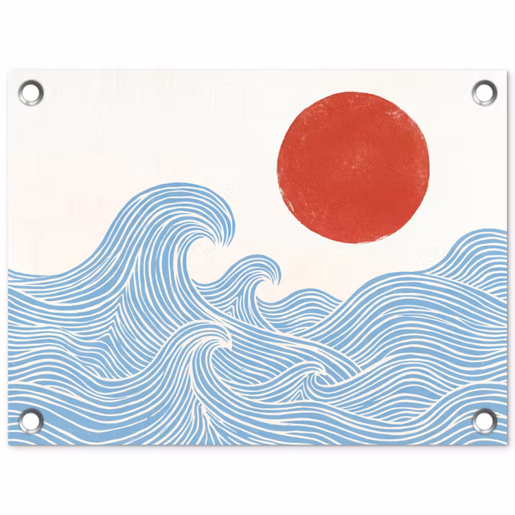 Tuinposter - Zon - Golven - Oceaan - Abstract - Rood — 1