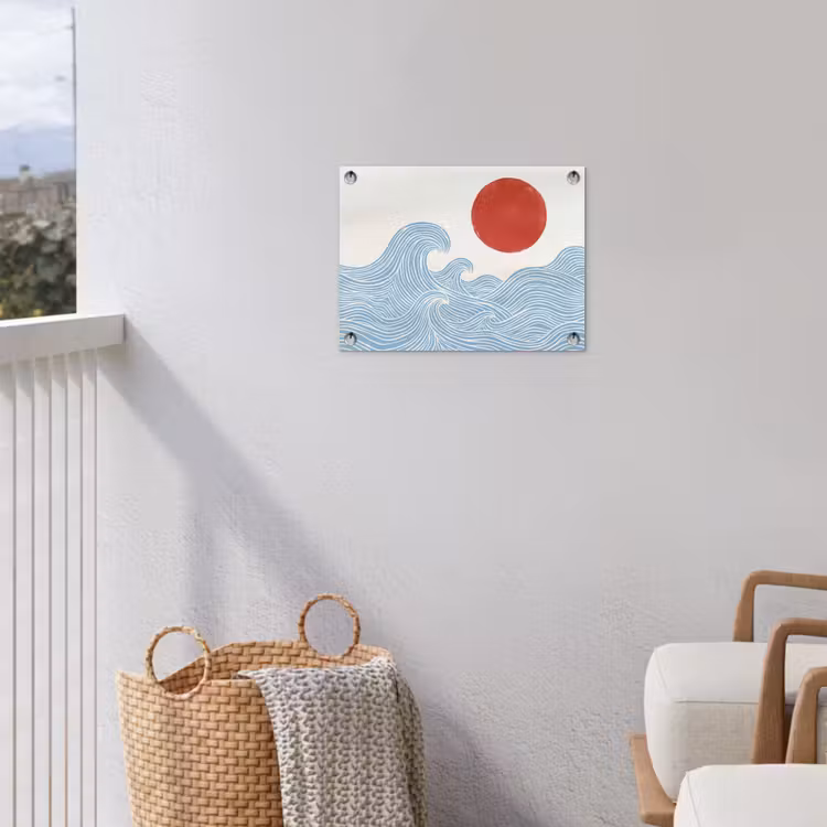 Tuinposter - Zon - Golven - Oceaan - Abstract - Rood — 3