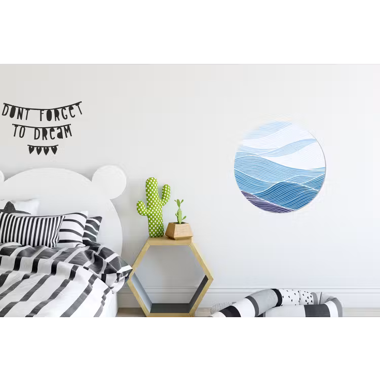 Wandcirkel - Aluminium - Abstract - Golven - Patroon - Blauw - Modern — 5
