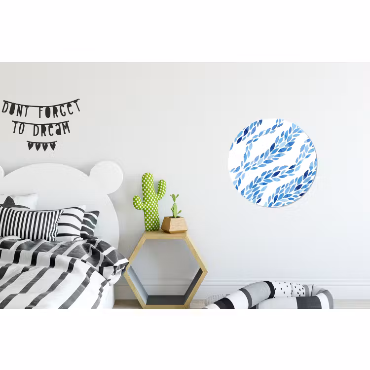 Wandcirkel - Aluminium - Bladeren - Aquarel - Patroon - Modern - Blauw — 5
