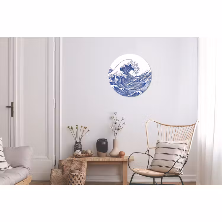 Wandcirkel - Aluminium - Golf - Japans - Zee - Illustratie - Blauw — 2