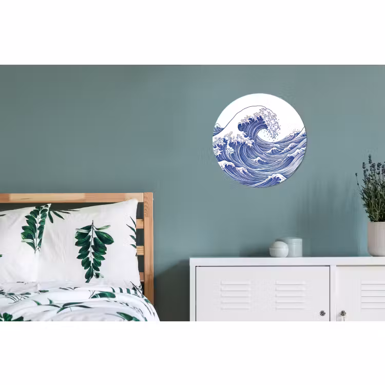 Wandcirkel - Aluminium - Golf - Japans - Zee - Illustratie - Blauw — 4