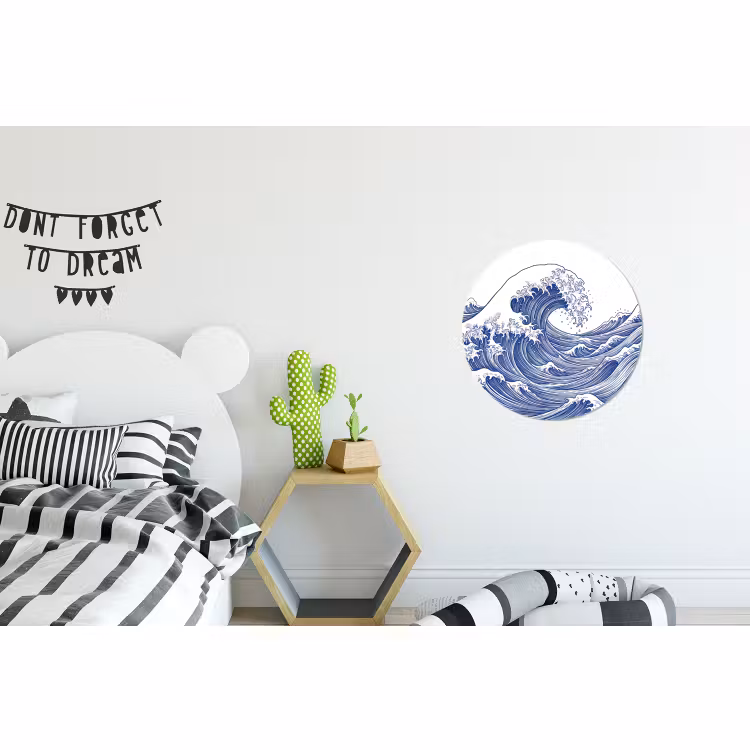 Wandcirkel - Aluminium - Golf - Japans - Zee - Illustratie - Blauw — 5