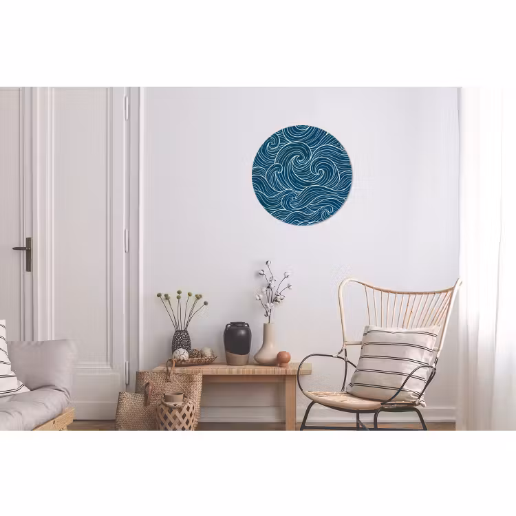 Wandcirkel - Aluminium - Golven - Spiraal - Water - Abstract - Blauw — 2