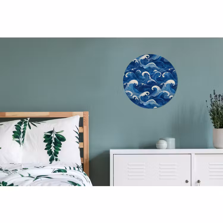 Wandcirkel - Aluminium - Japans - Oceaan - Golven - Blauw — 4