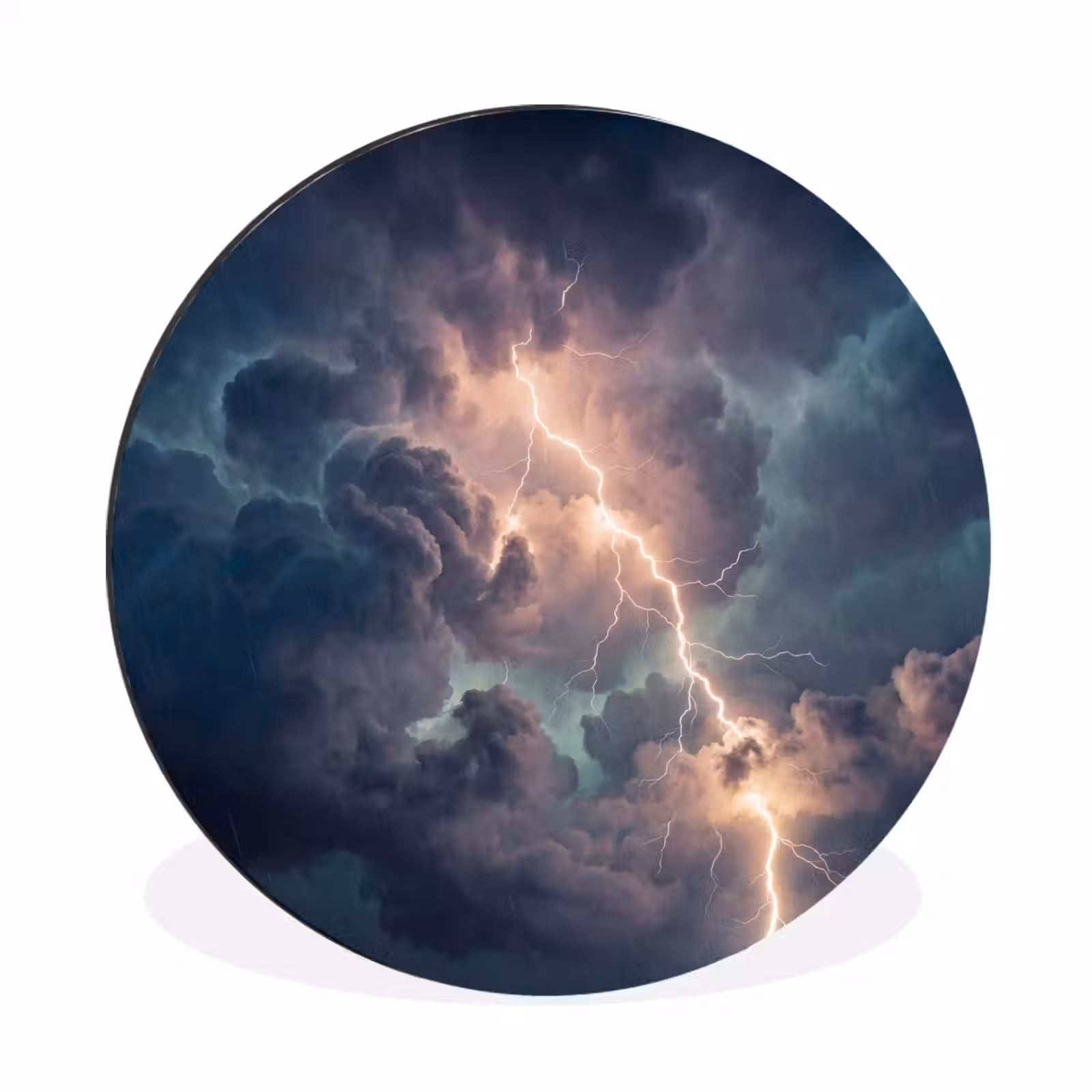 Wandcirkel - Aluminium - Bliksem - Storm - Natuur - Donker — 1