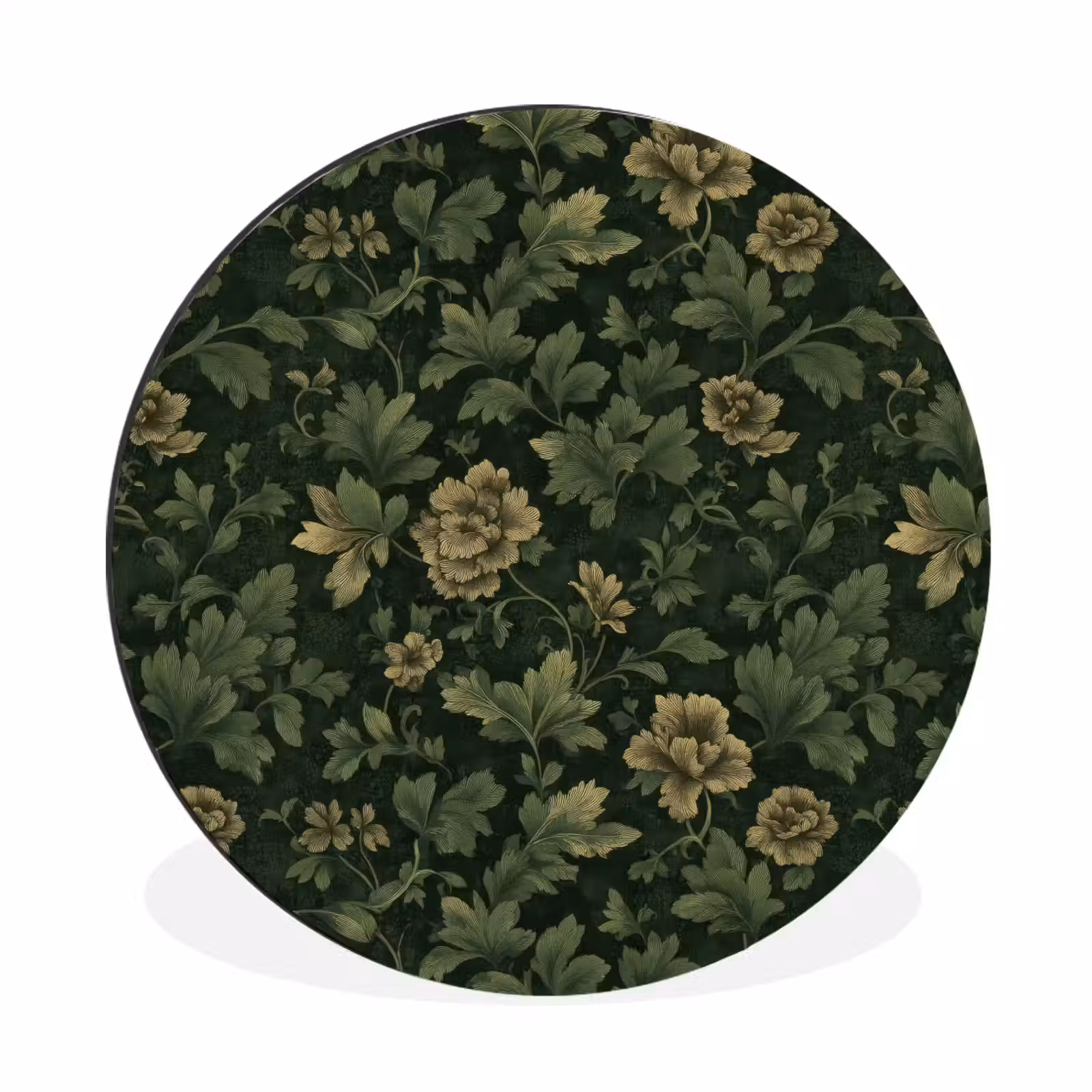 Wandcirkel - Aluminium - Donker - Groen - Goud - Botanisch — 1