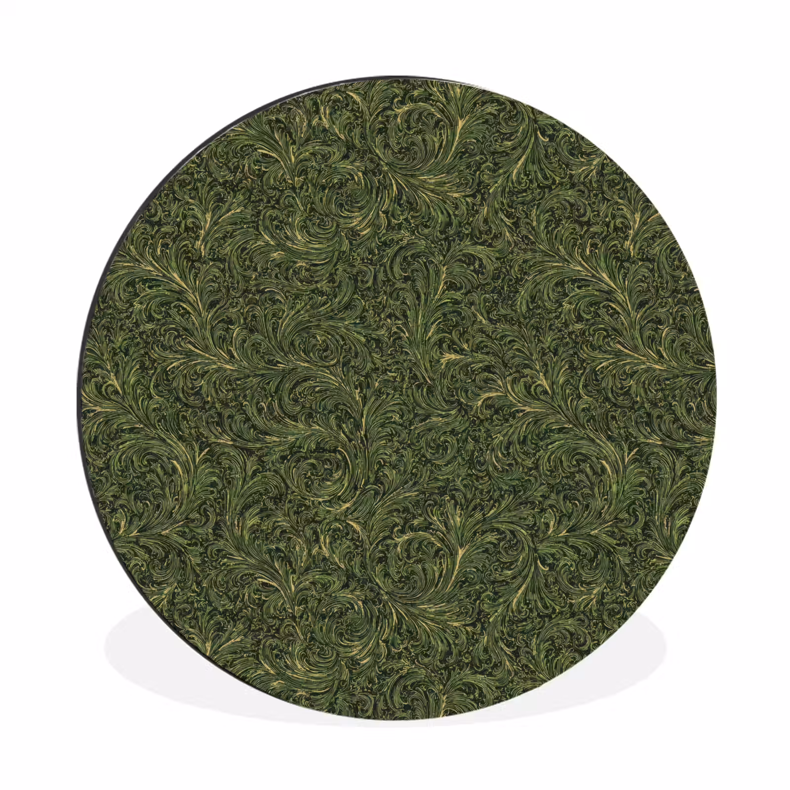 Wandcirkel - Aluminium - Donker - Groen - Krullend - Botanisch — 1