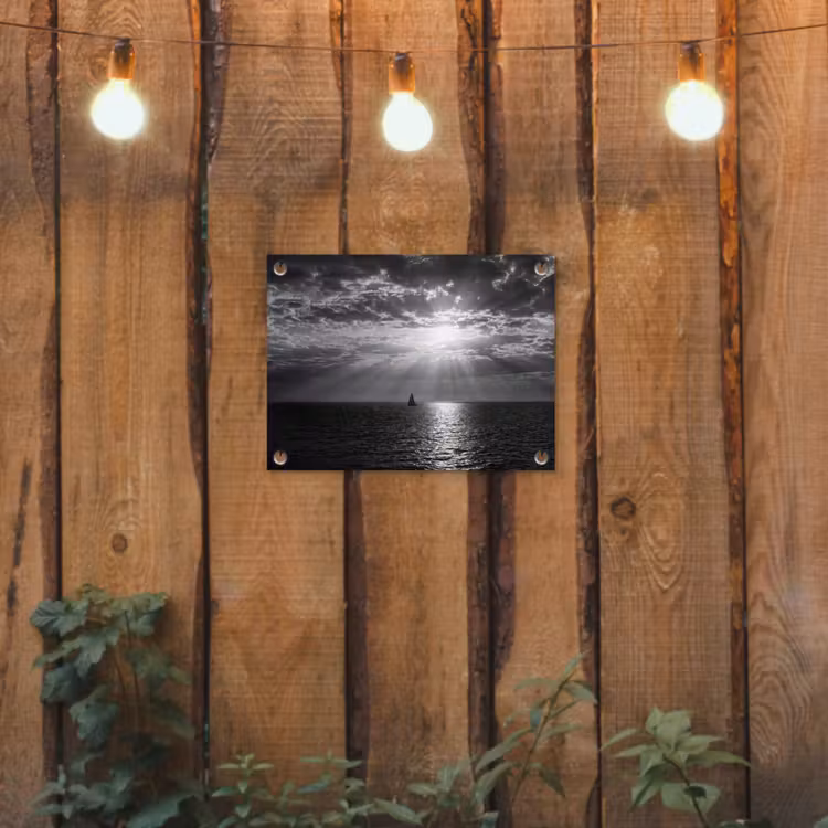 Tuinposter - Water - Boot - Lucht - Natuur - Zwart-wit — 2