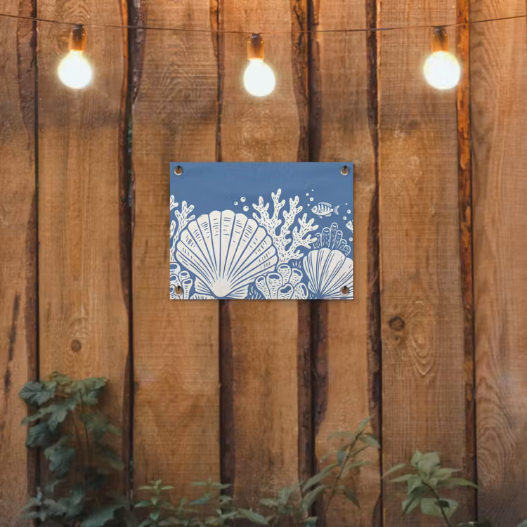 Tuinposter - Zeeleven - Koraal - Schelp - Vis - Illustratie - Onderwater — 2