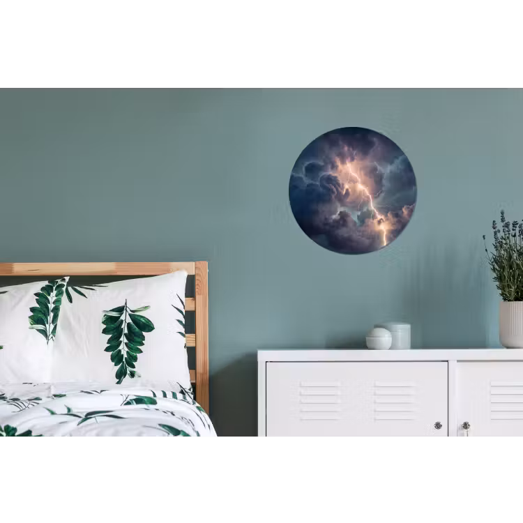 Wandcirkel - Aluminium - Bliksem - Storm - Natuur - Donker — 4