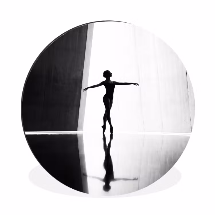 Wandcirkel - Aluminium - Danser - Silhouette - Kunst - Modern - Zwart-wit — 1