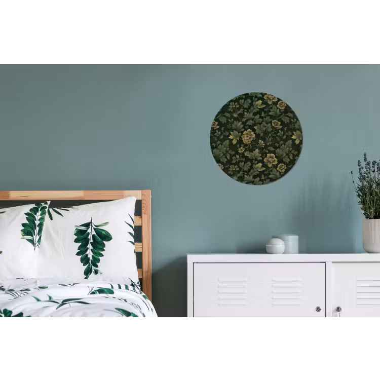 Wandcirkel - Aluminium - Donker - Groen - Goud - Botanisch — 4