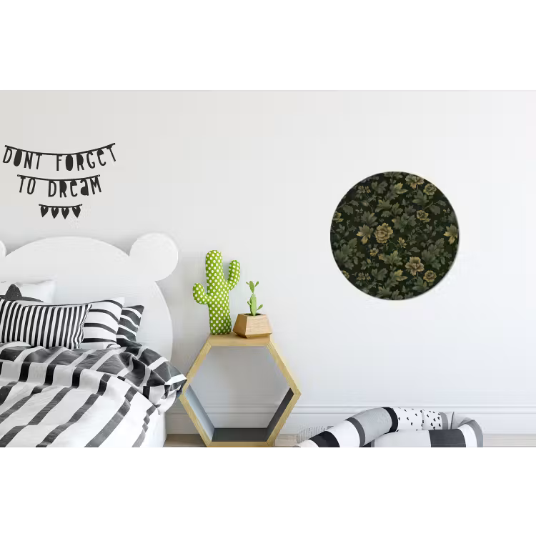 Wandcirkel - Aluminium - Donker - Groen - Goud - Botanisch — 5