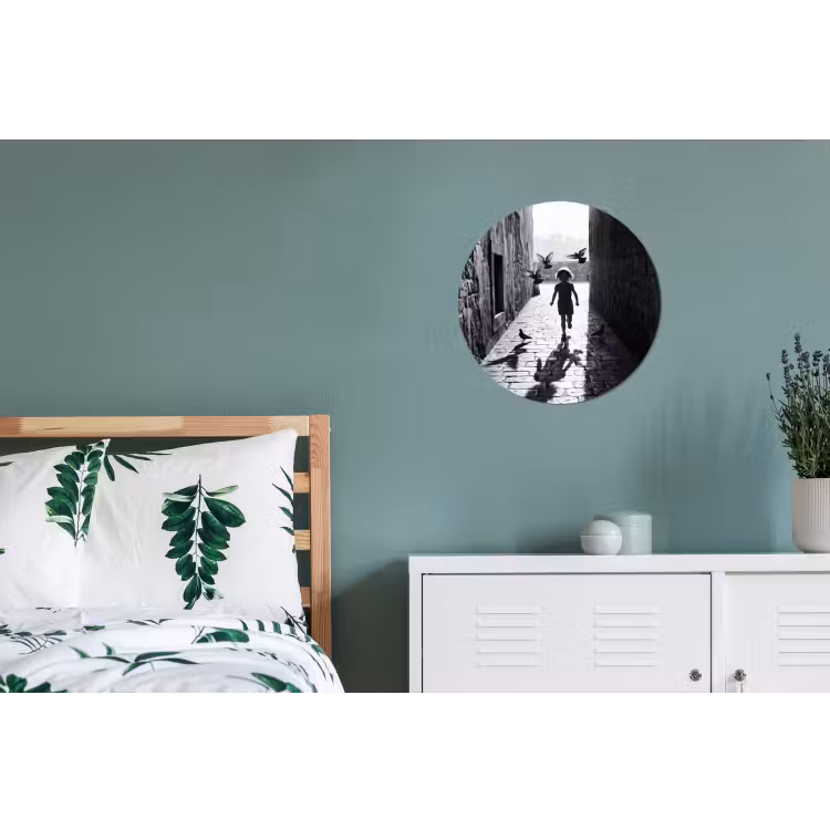 Wandcirkel - Aluminium - Kind - Vogel - Straat - Zwart-wit - Spelen — 4