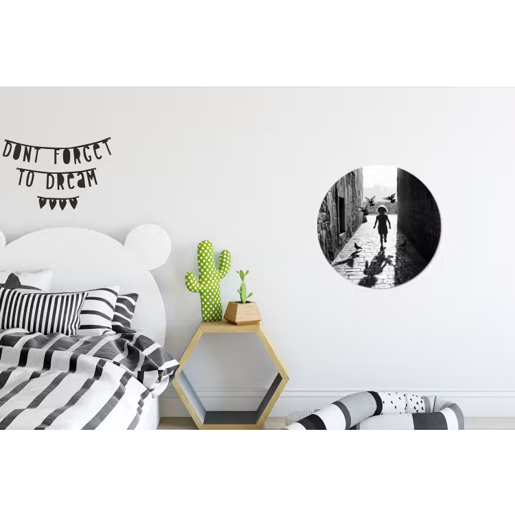 Wandcirkel - Aluminium - Kind - Vogel - Straat - Zwart-wit - Spelen — 5