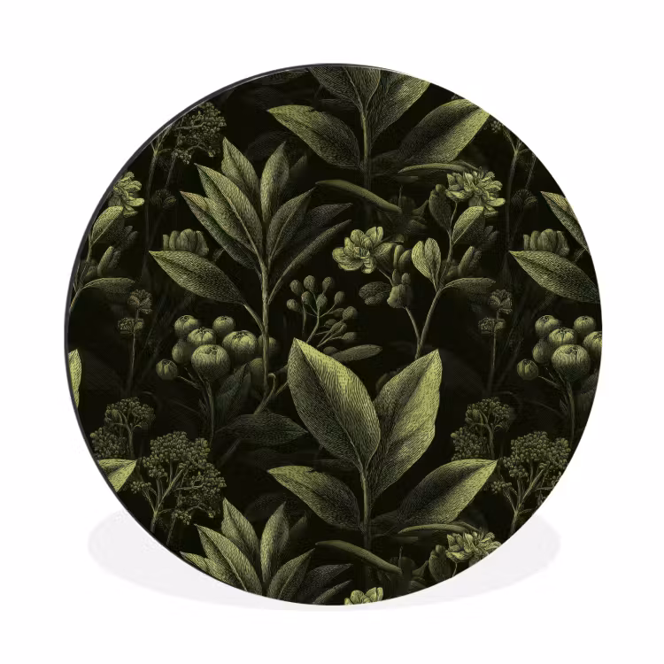 Wandcirkel - Aluminium - Klassiek - Donker - Botanisch - Planten — 1