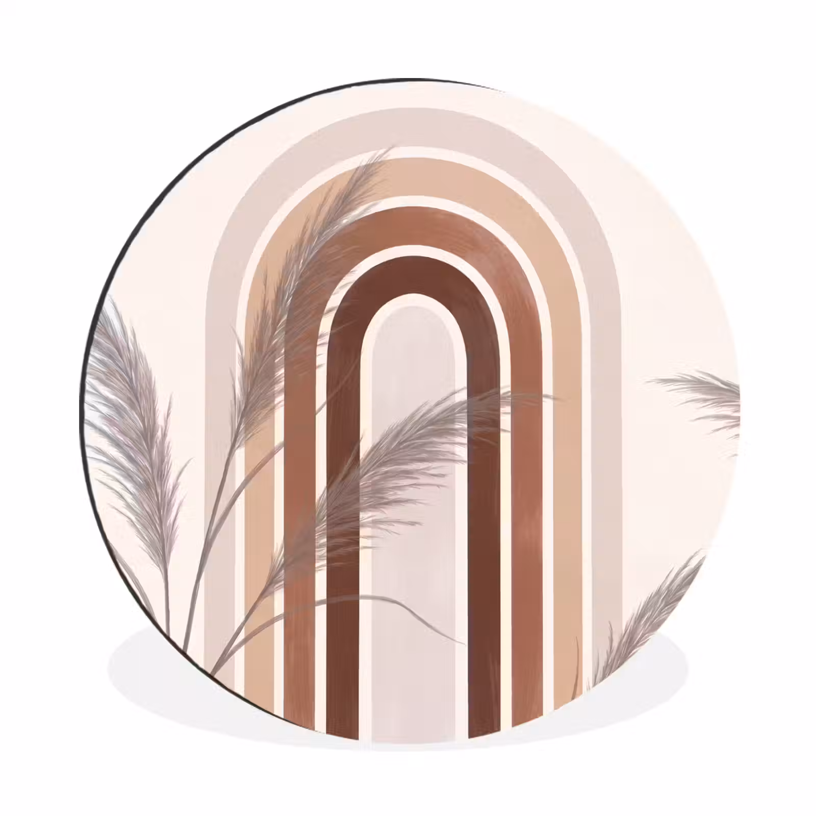 Wandcirkel - Aluminium - Abstract - Bogen - Plant - Boho - Beige — 1