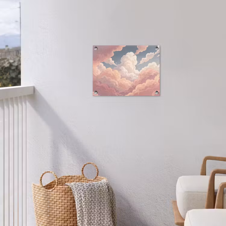 Tuinposter - Wolken - Lucht - Natuur - Pastel - Roze — 3