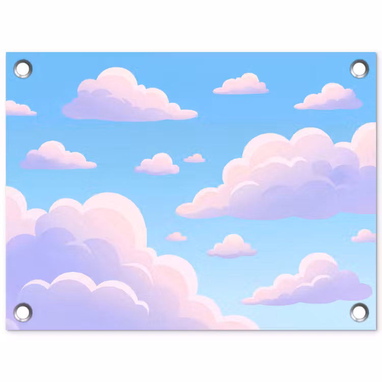 Tuinposter - Wolken - Roze - Blauw - Natuur - Modern — 1
