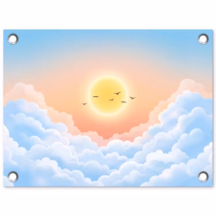 Tuinposter - Zon - Vogels - Lucht - Natuur - Geel — 1
