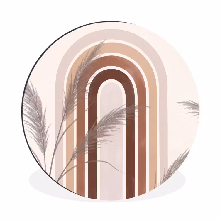 Wandcirkel - Aluminium - Abstract - Bogen - Plant - Boho - Beige — 1