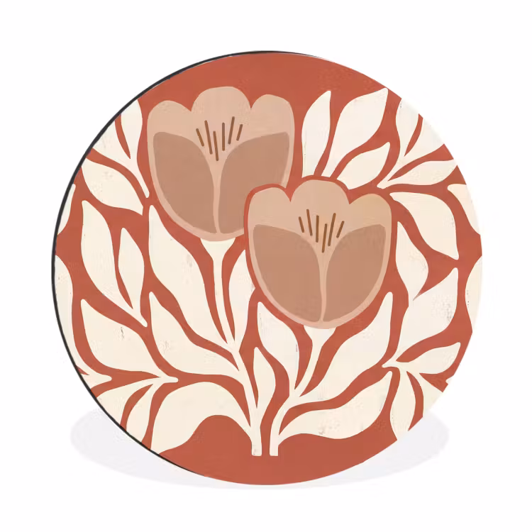 Wandcirkel - Aluminium - Bloemen - Abstract - Modern - Beige - Natuur — 1