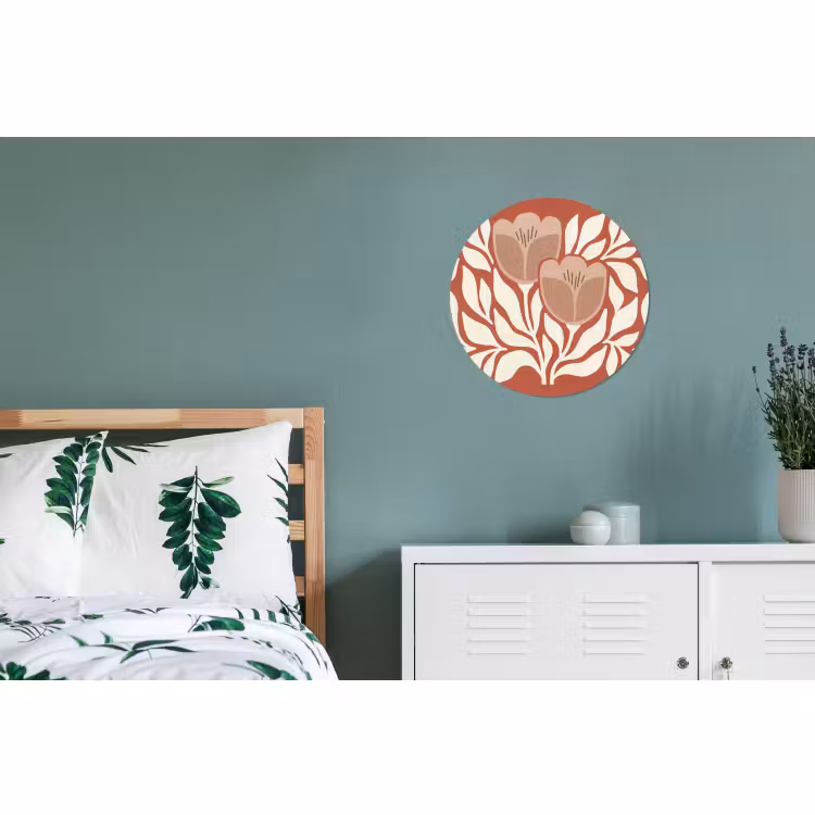 Wandcirkel - Aluminium - Bloemen - Abstract - Modern - Beige - Natuur — 4