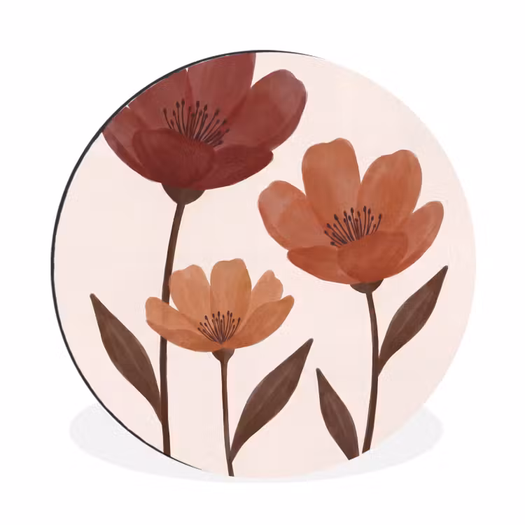 Wandcirkel - Aluminium - Bloemen - Abstract - Modern - Bruin - Decoratief — 1