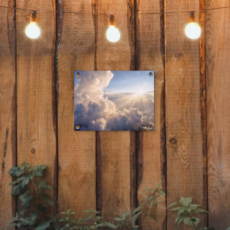 Tuinposter - Wolken - Zonnestralen - Natuur - Wit — 2