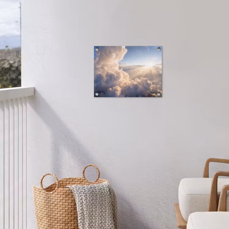 Tuinposter - Wolken - Zonnestralen - Natuur - Wit — 3
