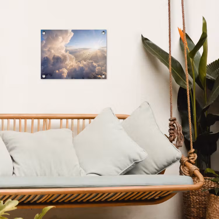 Tuinposter - Wolken - Zonnestralen - Natuur - Wit — 5