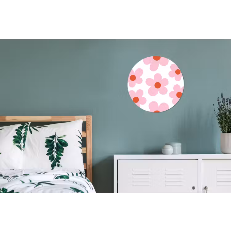 Wandcirkel - Aluminium - Bloemen - Patroon - Modern - Roze - Wit — 4
