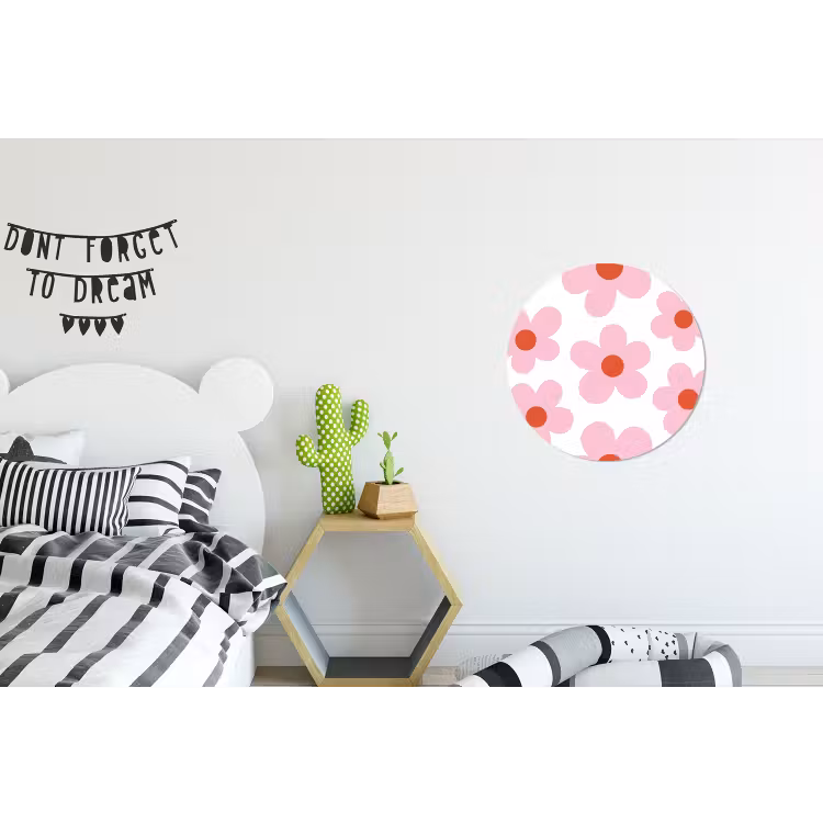 Wandcirkel - Aluminium - Bloemen - Patroon - Modern - Roze - Wit — 5