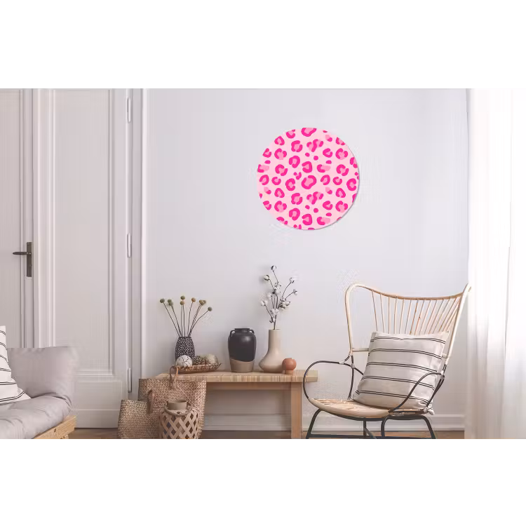 Wandcirkel - Aluminium - Dierenprint - Patroon - Abstract - Modern - Roze — 2