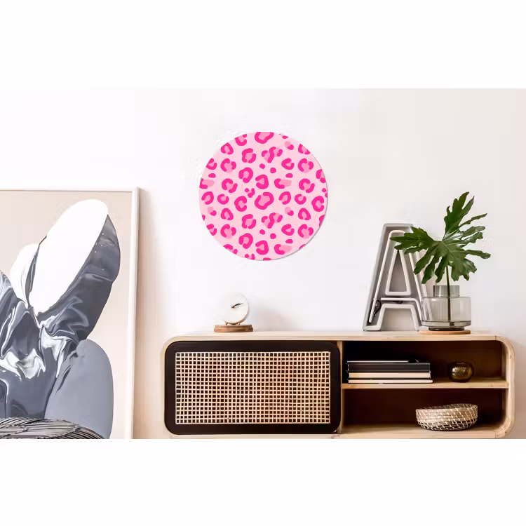 Wandcirkel - Aluminium - Dierenprint - Patroon - Abstract - Modern - Roze — 3