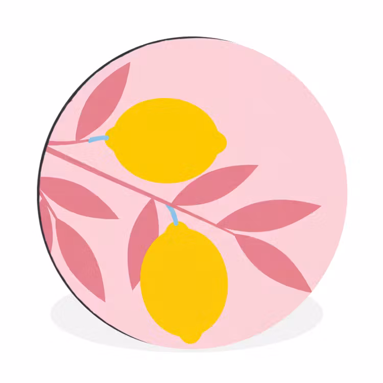 Wandcirkel - Aluminium - Fruit - Tak - Natuur - Abstract - Roze — 1